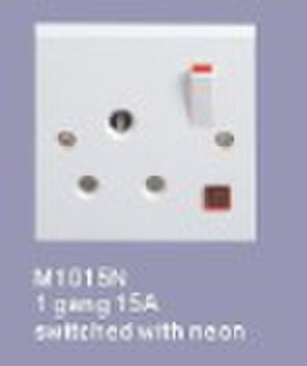 One gang 15A switched socket with neon (M1015N)