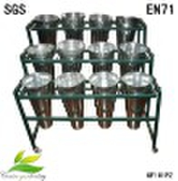 metal flower pot stand with 12 pots