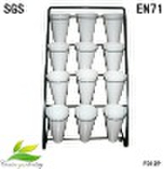 metal flower pot stand with 12 pots