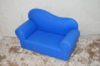 blue leather baby sofa