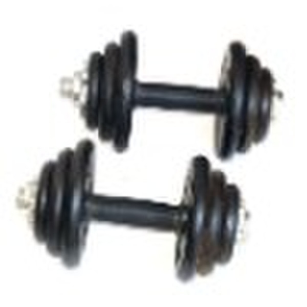 black rubber dumbbell adjustable