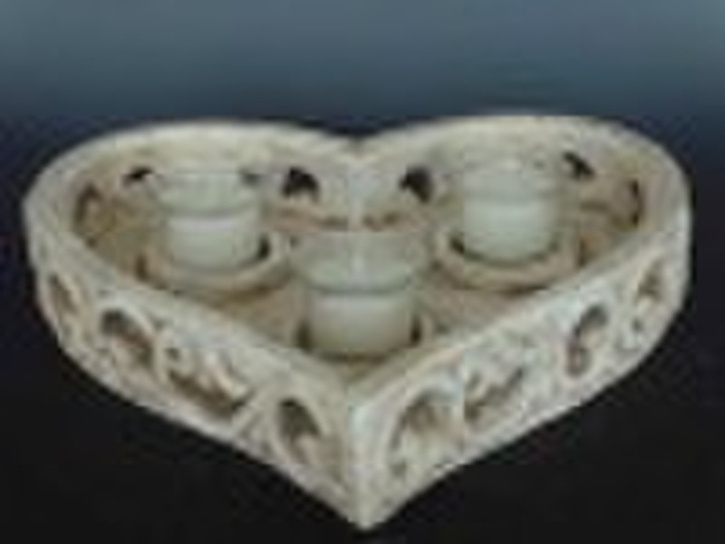 Antique hollowed out concrete tealight candleholde