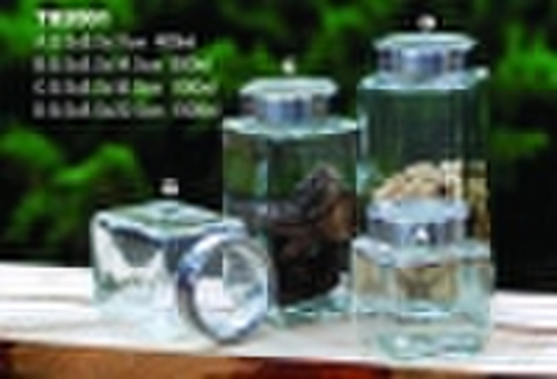 Square Glass Jar with Metal Lid