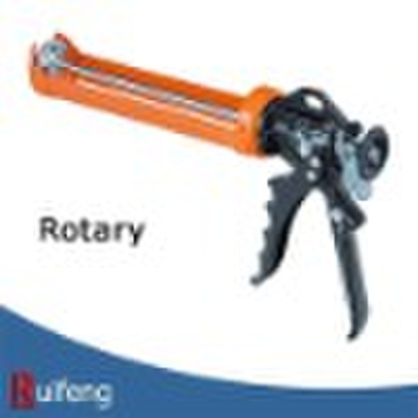 Rotary dispensing caulking gun