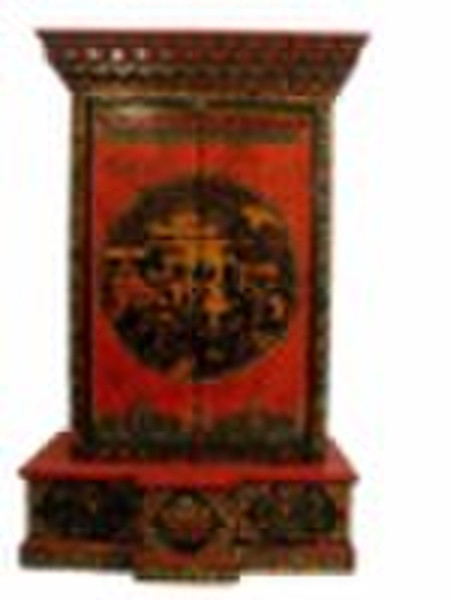 典型的西藏家具（画和雕刻wardr