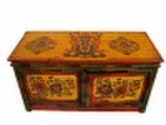 古董的西藏画的两个隐藏的胸部门桌子了