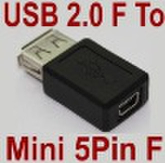 USB A Female to Mini USB B 5 Pin F Adapter Convert