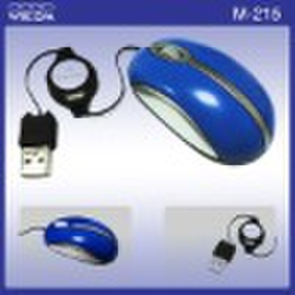 Mini Optical mouse with Retractable Cable (M-215)