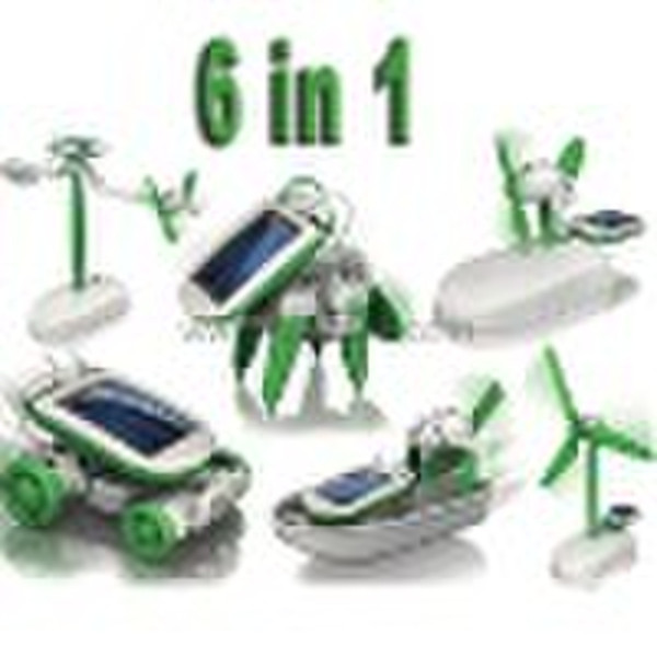 6 in 1 Pädagogische Solarspielzeug-Set Geschenk (Auto, Flugzeug, fa