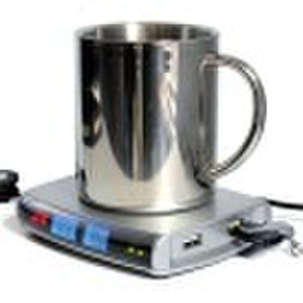HUB With LCD Clock and Thermometer USB Cup Warmer