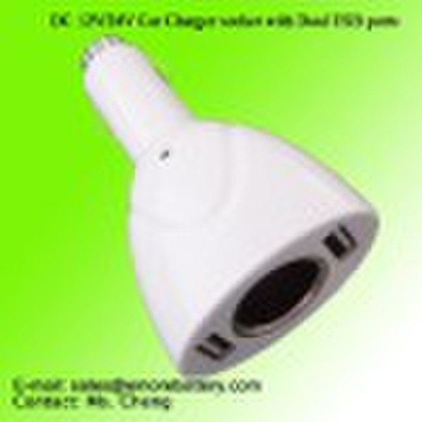 DC 12V/24V Car Charger socket with Dual USB ports