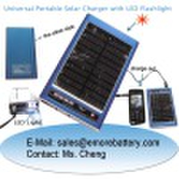 Universal Portable Solar-Ladegerät mit LED Flashli