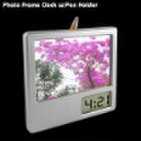 Photo Frame Clock w/Pen Holder
