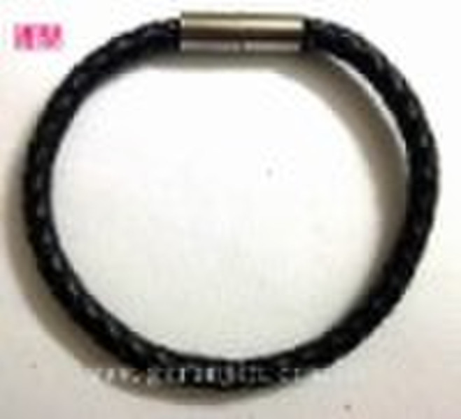 leather bracelet stainless steel (bangles for men