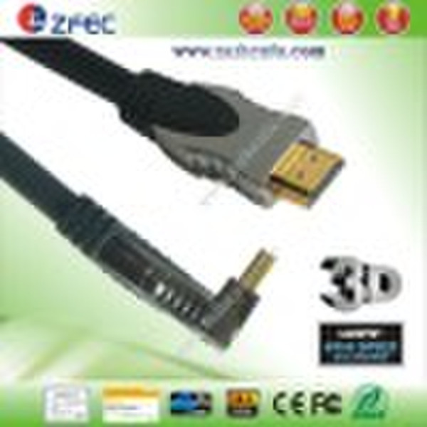 Right Angle HDMI Cable with Chromed Plated Metal S