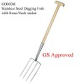 stainless steel digging fork with T-style wooden h