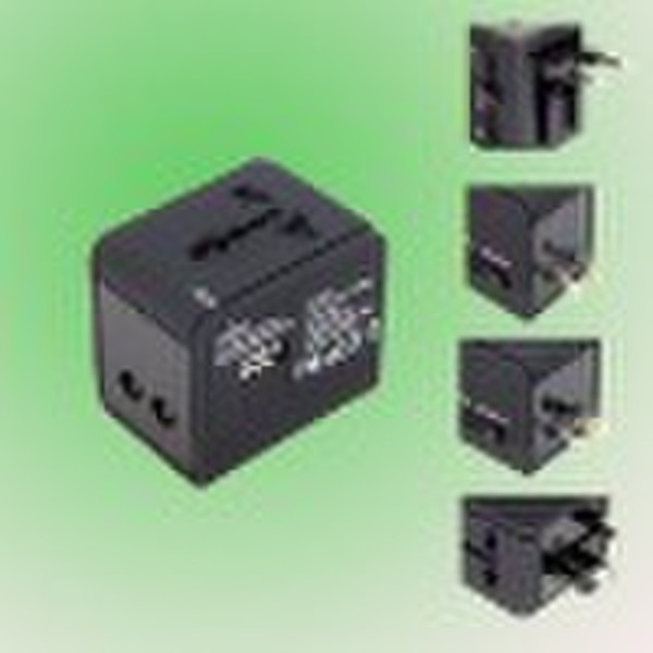 Schwarz Universal Travel Adapter Rubber Öl überzogen