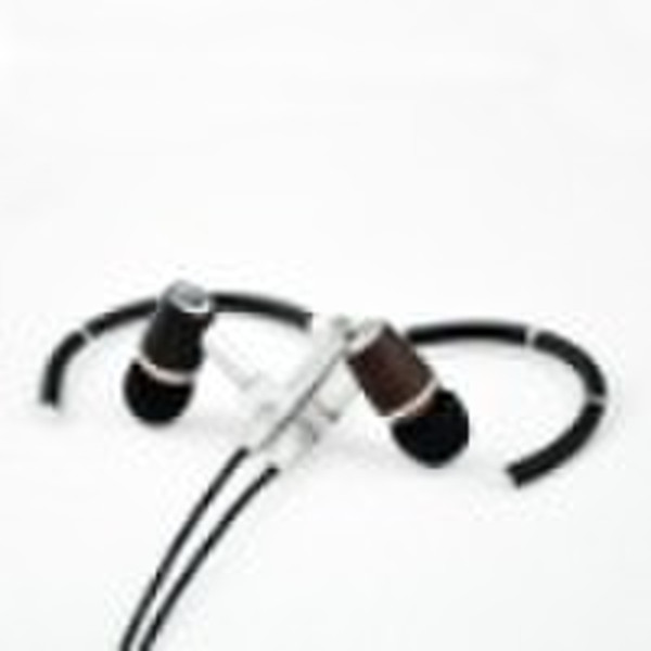 real ebony wood stereo earphone