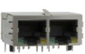 RJ45,2port,full shielded,Through hole,Back Bracket