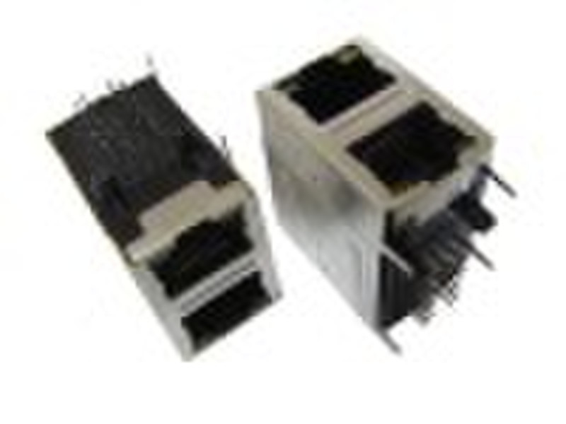 Double RJ45 modular Jack(connector) with 10/100Mbp