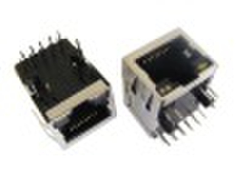 1X1 PoE RJ45 modular jack with LEDs