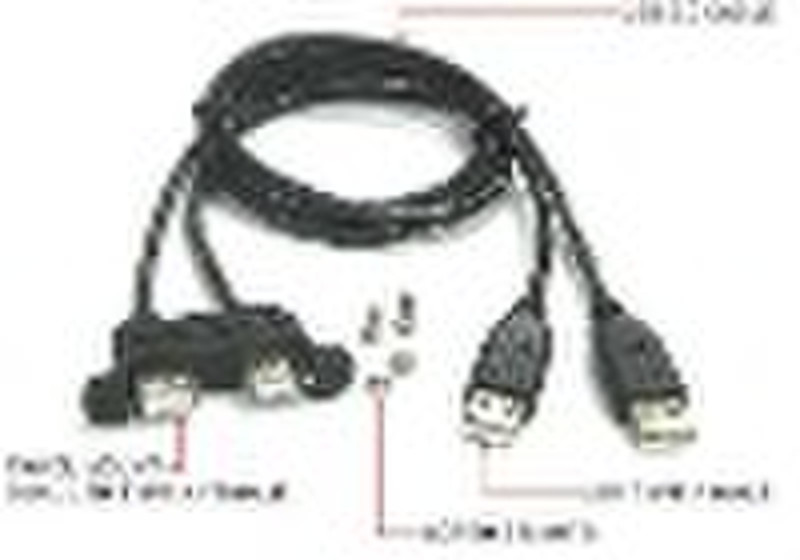 Double USB Panel Mount cable