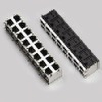 Double Level RJ45 Modular Jack with LED