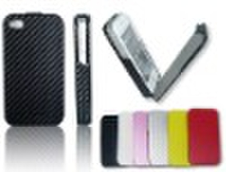 carbon fiber flip leather case for iphone 4g