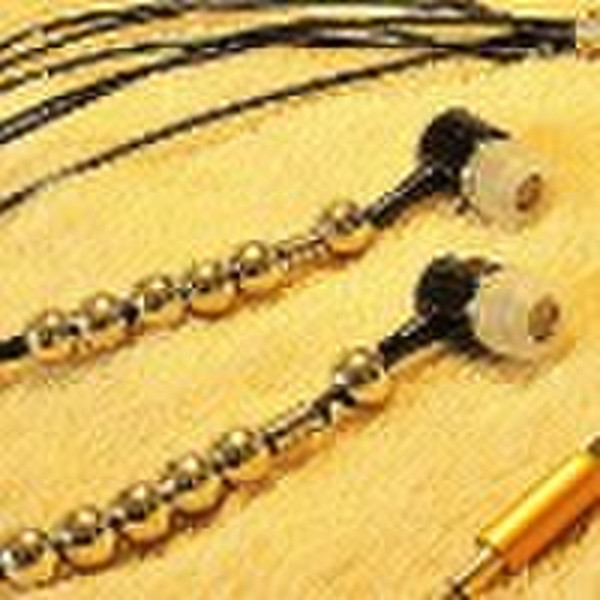 Silver beads & leather wire necklace in-ear ea