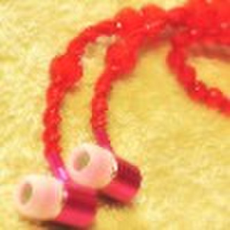 Elegant shinning red beads necklace in-ear earphon