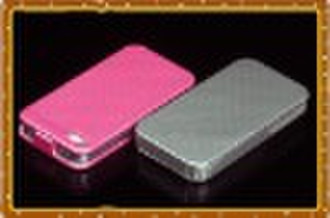 For iphone 4 carbon fiber flip leather case for ip