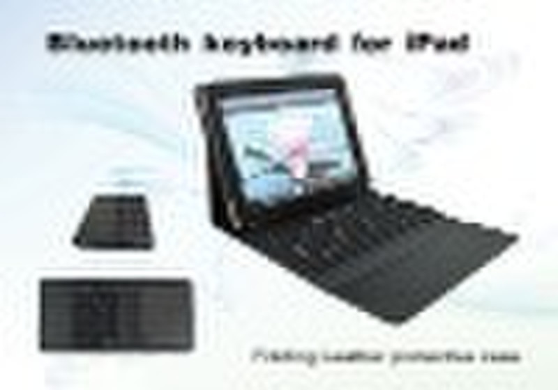 Bluetooth silicon keyboard  with  laptop leather b