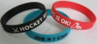 Color filled silicone wristbands