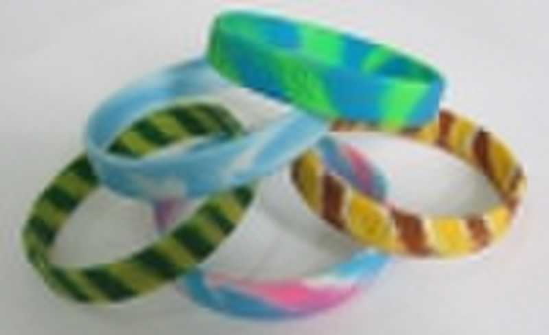 swirled color silicone wristbands