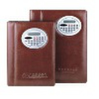 leather calculator Notebook with pen