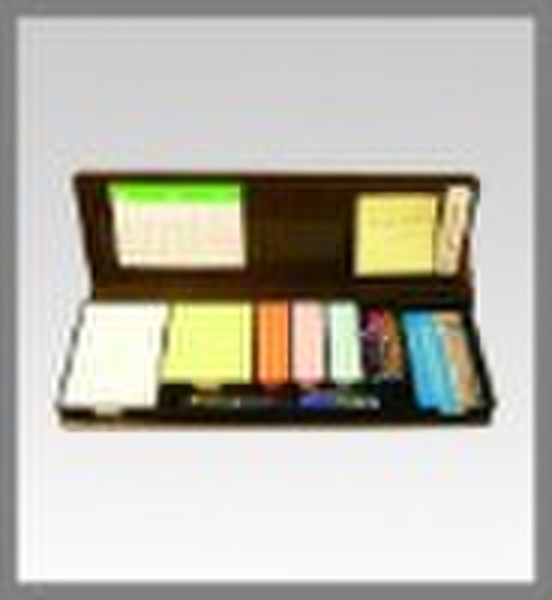 Set of memo pad with PU-BOX