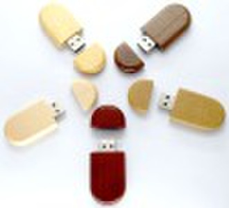 Wooden usb memory storage with keychain