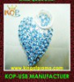 jewelry blue heart usb flash drive