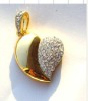 Hot !!! jewelry heart pendrive in different color