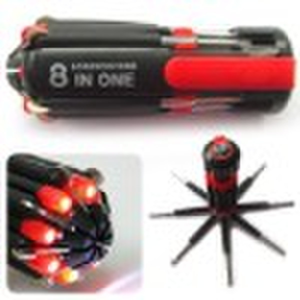 8 in 1 Multi Screwdriver with LED Portable Torch S