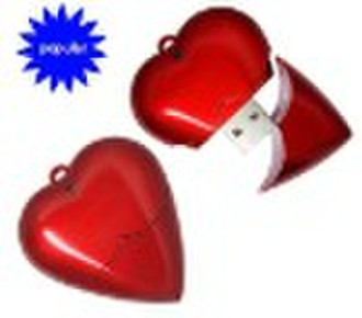 Red heart usb , ROHS,CE,FCC, free logo printing ,