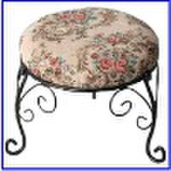 round footstool with metal frame