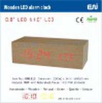 wooden led temperature clock