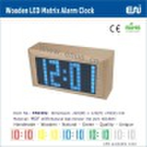 wooden LED Matrix christmas clock