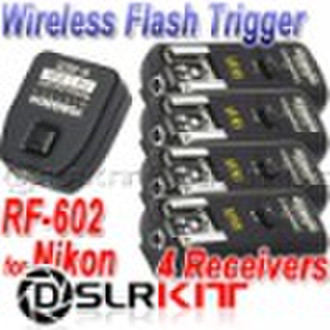 RF-602 Wireless Flash Trigger for NIKON with 4 Rec