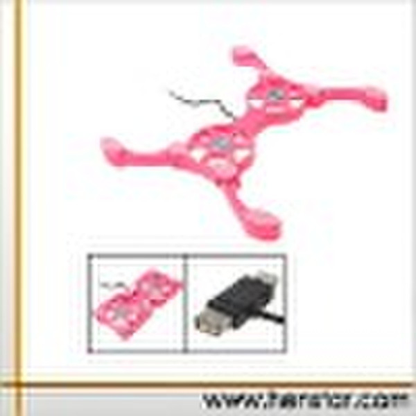 2 Fan Design Pink USB Folding Notebook Cooler Pad