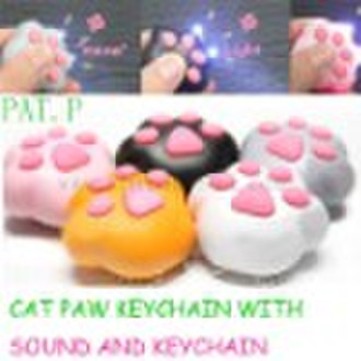 New model 2010 LED Cat Paw Keychain with sound and