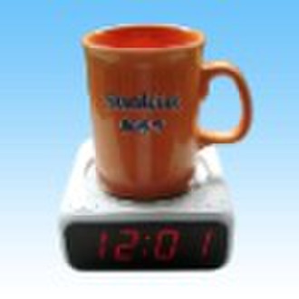 Novelty LED clock with heater and two alarms