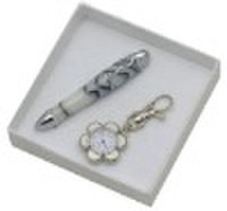 ball pen & key chain (with watch)  set