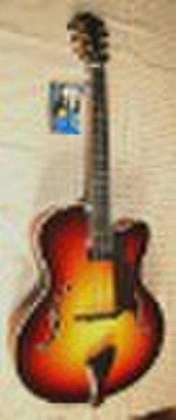 Shapely handcrafted electric jazz guitar with cuta